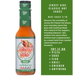 Jersey Girl Habanero Hot Sauce (No Salt/Sodium Free) 5oz (Classic, Pack of 2) - All Natural Ingredients.