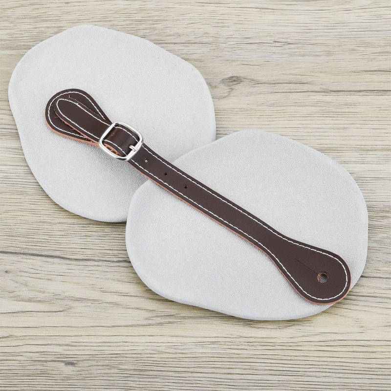 ECSiNG 2pcs Brown Leather Spur Straps Adjustable Single Ply Cowhide