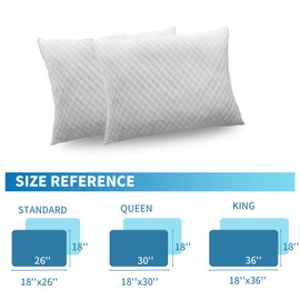 Shredded Memory Foam Pillows, Bed Pillows Queen Size Set of 2, Cooling Pillows for Sleeping, Adjustable Firm Pillows for Side Back and Stomach Sleepers, Bed Pillows with Washable Removable Cover