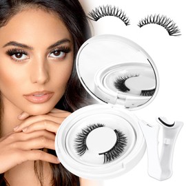 Higu clace Magnetic Eyelashes, 2 Style Magnetic Lashes Natural Look Reusable Magnetic Eyelashes Soft Magnetic Lashes with Lash Applicator Tools, Eyelash Magnetic Easy to Use at Home (XJ-Style C)