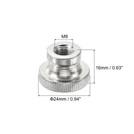 sourcing map Knurled Thumb Nuts, 8Pcs M8 Carbon Steel Nut High Head Through Hole for 3D Printer Part, Silver