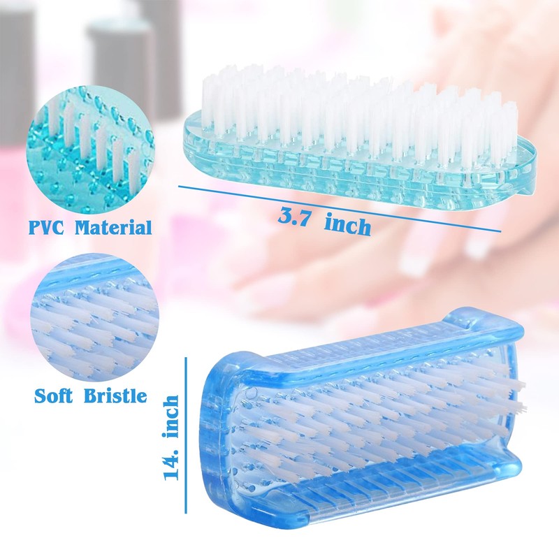 WATELL Double Sided Nail Brush - 4 Pcs with 2