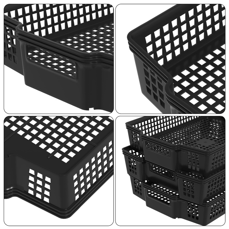Waikhomes Stackable Plastic Woven Basket Organizer, Multi-function Stackable Basket Tray,
