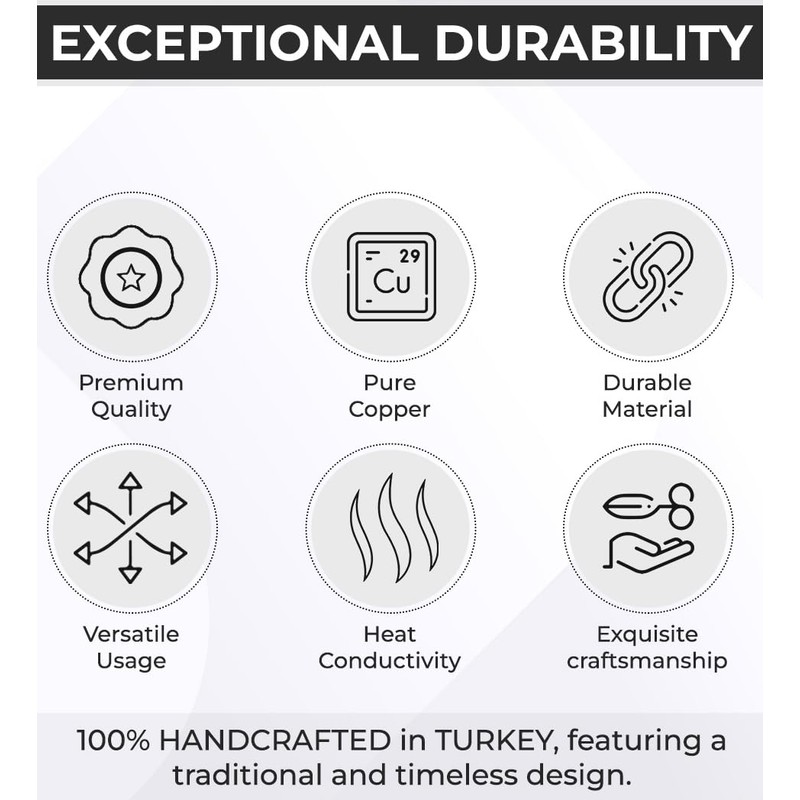 DEMMEX Turkish Coffee Pot – 1mm Thick Brushed Copper Cezve,