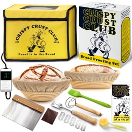 Bread Proofing Box & Sourdough Kit, Sourdough Proofing Box & Starter Kit, Bread Making Tools & Supplies, Sourdough & Dough Proofer, 2 Banneton Basket, Lame, Scraper, Whisk, Pastry Brush, Baking Tools