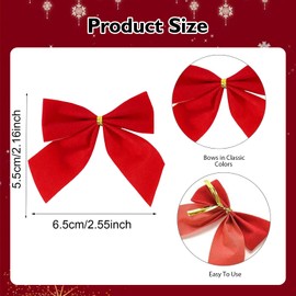 50Pcs Red Bows for Christmas Tree, Red Christmas Bows, Christmas Tree Bows, Red Velvet Bows for Christmas Tree, Xmas Small Red Bows Ornaments for Garland Decorations, Christmas Tree Red Bows (50Pcs)