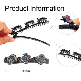 WeddHuis Pack of 4 Sparkling Crystal Stone Hair Clips, Crystal Flower Hair Clips, Elegant Hair Clips, Sparkling Rhinestone Hair Clips with 3 Mini Flower Clips, Sparkling Hair Clip for Women