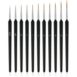 11 Pcs Fine Paint Brushes Set,Miniature Painting Brushes,Model Paint Brush, for Fine Detailing & Art Painting, Acrylic&Nail, Models, Watercolour, Miniatures, Oil (Black)
