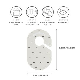 3 Sprouts Baby Closet Dividers Set of 8 - Baby Clothes Organizer & Wardrobe Hanger - Nursery Infant Closet Organizer for Baby Clothing by Size or Age from Newborn to Toddler Boy & Girl - Double Dot