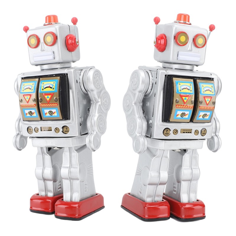 Metal Tin Robot Toy Retro Electric Rotating Figures Model Adult