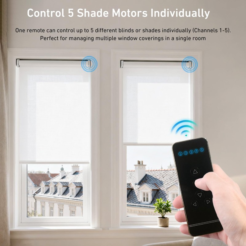 5-Channel Blind Remote Controller, Black - Replacement for Motorized Roller
