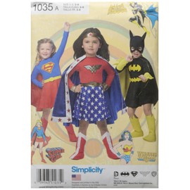 Simplicity Supergirl, Bat Girl, and Wonder Woman Costume Sewing Patterns for Girls, Sizes 3-8