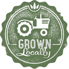 Grown Locally Tractor House Farm Rubber Stamp Car Bumper Sticker Decal 5" x 5"