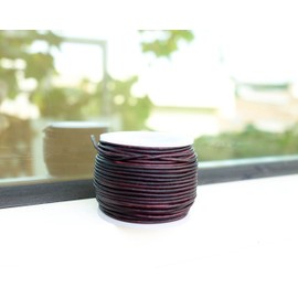 Cords Craft, 1.5mm Round Leather Cord, Dark Brown Distressed, Leather Cording for Jewelry Making Bracelets, Genuine Leather Strings & Lace, Roll of 20 Meters