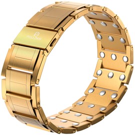 POLLDAN Magnetic Bracelets for Women - 6200 Gauss Power | 3X Power Titanium Bracelet for Women | Adjustable Magnet Bracelet for Women in Adorable Gift Box | Stylish Magnetic Jewelry Gifts (3X Power - Gold)