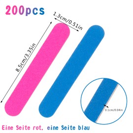 Opopark Pack of 200 Nail Files, Double-Sided Nail Files 180/240, Washable and Reusable Nail Files, Professional Nail Files, Professional Care Nail Files for Nail Studio and Home