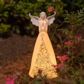 udensep Ceramic Praying Angel Figurine, Light Night Ceramic Angel of Prayer Statues and Sculpture, Angel Figurine for Bookshelf, Bedroom, Living Room, Office, Tv Stand Decorations