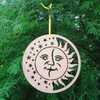 Purpledip Laser Cut Sun Moon Stars Unpainted Wooden Wall Hanging