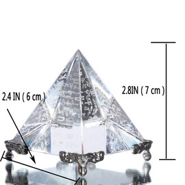 Waltz&F Crystal Sanskrit Pyramid with Pillars Home Office Party Desk Decoration 2.4'' (Silver)