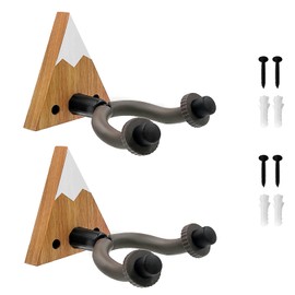 Daily Treasures 2 Pack Guitar Wall Mount with Snow Moutain Wood Base,Guitar Hangers Display Bracket with Soft Padded,Wall Mounted Guitar Stand for Electric Guitar,Acoustic Guitar,Bass Ukulele,etc.
