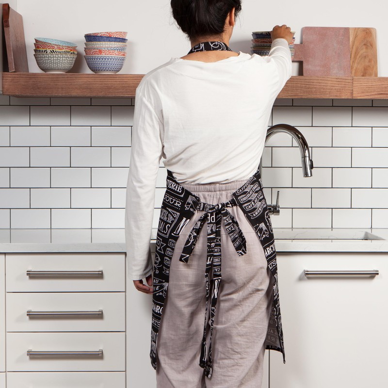 Now Designs Chalkboard Cotton Chef's Kitchen Apron, Black Print 28