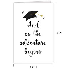 Supoeguk Adventure Graduation Card for Him Her, Grad Card for Boy Girl, Congratulations Card for New Graduate, and So The Adventure Begins