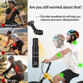 groword Bike Stem Riser,Adjustable MTB Stem,28.6mm Bike Fork Aluminum Adjustable 150mm,Bike Stem 31.8mm,Adjustable 120 Degree 120mm,Suitable for Mountain Bike, Road Bike, MTB, BMX