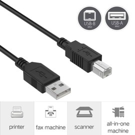 MDCGPower Black 6ft Printer USB 2.0 Cable Cord Transfer PC A to B Male Device Compatible with HP Color Laserjet Enterprise M554dn Printer US