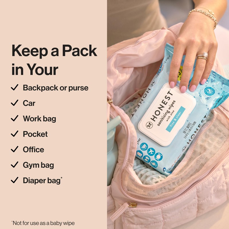 The Honest Company Fragrance Free Sanitizing Alcohol Wipes | Antibacterial