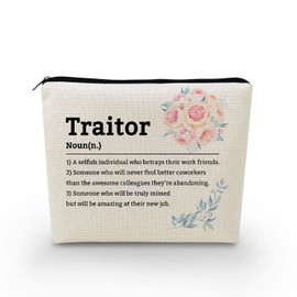 YULUENZE Funny Definition Gifts Traitor Definition Makeup Bag Toiletry Pouch with Zipper Retirement Farewell Gift Good Bye Gift Cosmetic Bag for Women Boss Leader Colleagues