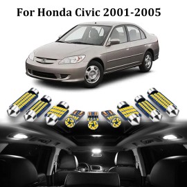 BMTxms 8x White LED Bulbs Interior Lights Package Kit For HONDA Civic 2001-2005