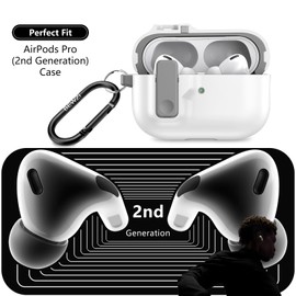 BEWZI for Airpods Pro 2 Case Cover Comes with 2 Hooks, Pushbutton Switch Magnetic Pop-Open Lid Protection Case for Airpods Pro 2nd Gen Case (Sand Pink)
