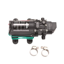 Auhafaly 12V DC Fresh Water Pump With 2 Hose Clamp 12 Volt Diaphragm Pump Self Priming Sprayer Pump with Pressure Switch 4.5 L/Min 1.2 GPM 110 PSI Adjustable for RV Camper Marine Boat Lawn