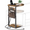 Vagusicc C Shaped End Table with Charging Station, 32" Tall