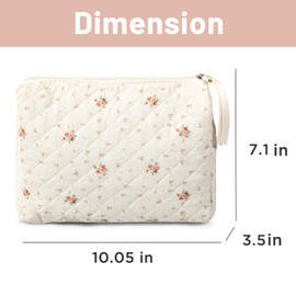 Sminra Makeup Bag Large Travel Quilted Cosmetic Makeup Bag Organizer, Floral Cotton Coquette Aesthetic Toiletry Bag for Women Girls (Garden Floral)