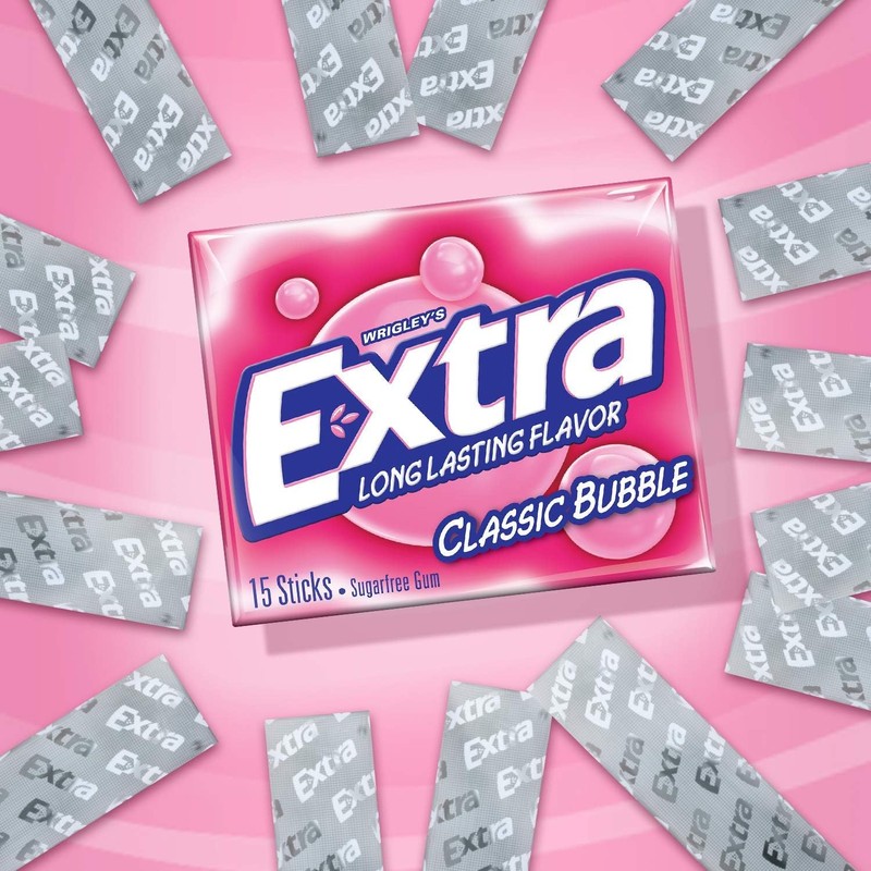 Extra Sugar Free Gum, Classic Bubble, 15 Stick Slim Packs