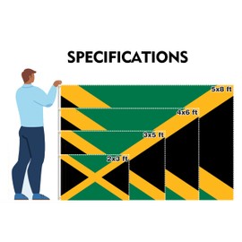 Jamaica Flag 5x8FT Jamaican National Polyester Printed Latin America Flag With 2 Grommets For Jamaica Themed Festival Event Parade Party Heritage Hispanic Month Decoration