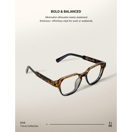 TIJN Blue Light Blocking Glasses for Women Men TR90 Rectangle Frame and Chic Preppy Style Computer Screen Glasses, Trevis