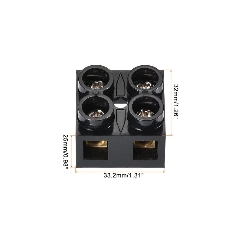 MECCANIXITY Terminal Block 500V 60A Dual Row 2 Positions Screw