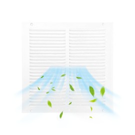 Metal World 14"x6" Steel Return Air Grille - All Steel Stamped Ceiling Vent Cover - White 1/2" Spaced Fins Duct Cover - Fixed Two Way Air Vent Deflector 1 Pack