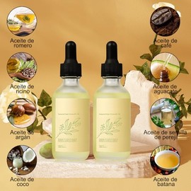 2PC Set de aceites naturales para el cabello con aceite de romero, aceite de ricino, aceite de argán