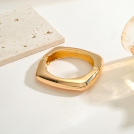 Joya Love Chunky Gold Cuff Bangle Bracelets For Women Statement Minimalist Thick Gold Hinge Open Wrist Cuff Bracelets For Women Trendy Jewelry