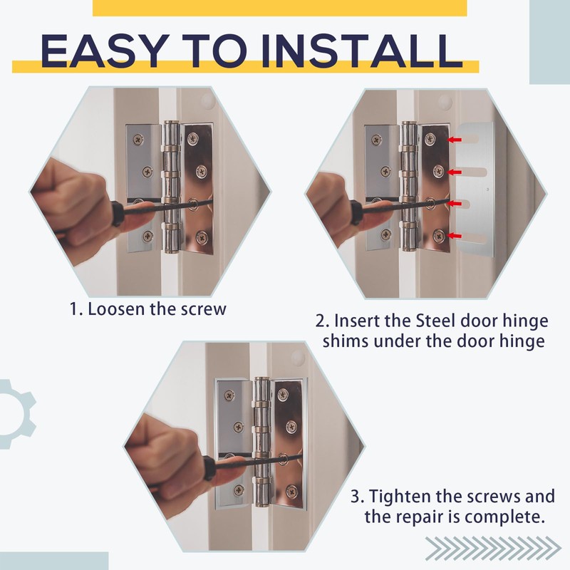 MorningRo 15 Pcs Hardware Door Hinge Shims Stainless Steel Metal