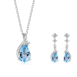 immobird Topaz Jewelry for Women 925 Sterling Silver Necklace and Earring Sets for Women November Birthstone Jewelry for Gifts