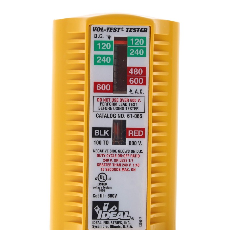 IDEAL Electrical 61-065 Vol-Test Voltage Tester, CAT III for 600V,Yellow