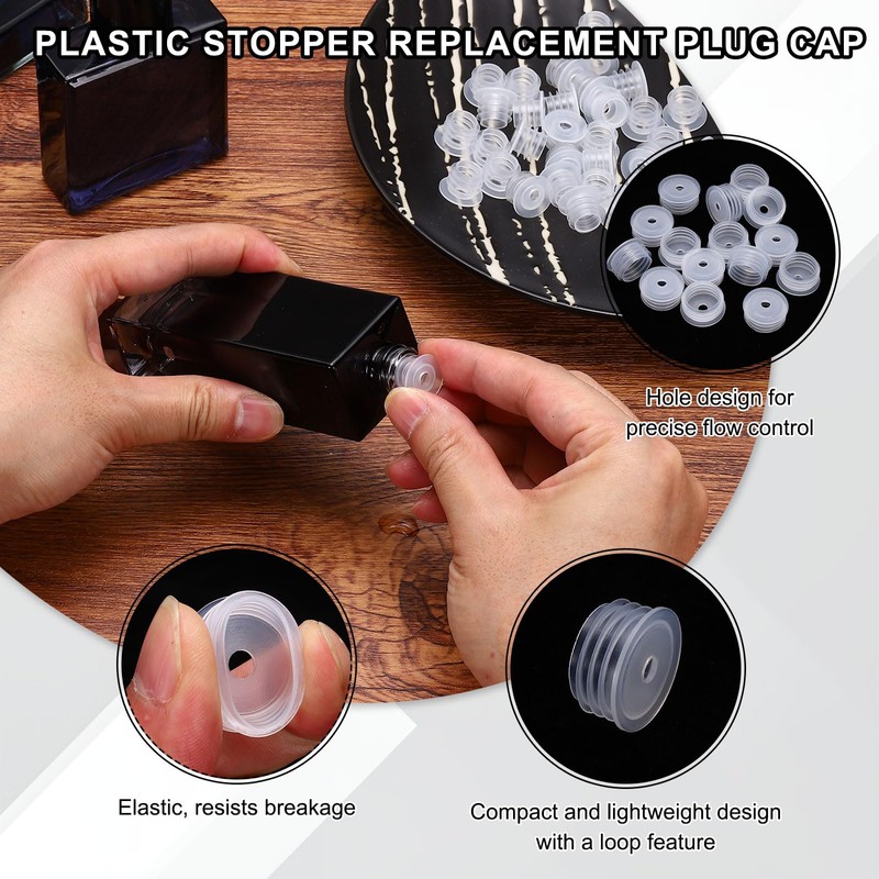 PATIKIL 60pcs 20mm Plastic Bottle Adapters Drop-in Bottle Plug with