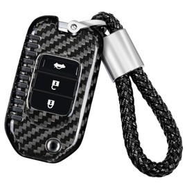 T-carbon Key Case Protective Cover Compatible with Honda, Carbon Fibre Car Key Case Compatible with Accord Civic Crider CR-V Insight Jade Odyssey (Silver Black)