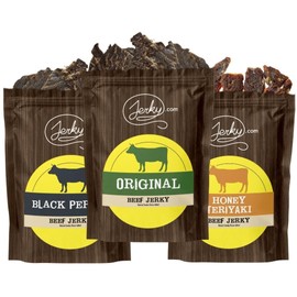 Jerky.com Beef Jerky Variety Pack | Gluten Free Beef Jerky Snack Packs for Adults | Made with Premium Meats | High Protein, Keto-Friendly Jerky Assortment | Gifts for Men (Pack of 3 bags)