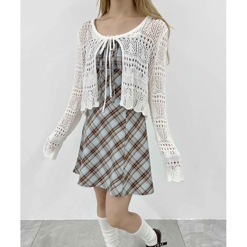 [ウィゴー] カーディガン PHILLY クロシェ ニット カーデ レディース F ホワイト