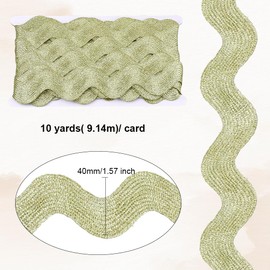CABODYALS 10 Yards 1.57 Inches/40 mm Gold RIC Rac Trim Rick Rack Ribbon Wide Wave Metallic Christmas Glitter Bending Fringe Edge Trim Ribbon for Sewing Making Crafts Flowers Home Party Decor Supply